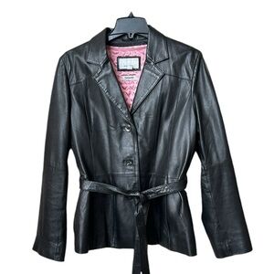 Vintage Wilsons Leather Maxima Pink Lined Black Leather Jacket Thinsulate L